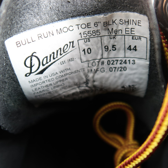 Danner Shoes Mens 10 EE Boots Leather Work Biker Bull Run Moc Toe 6" Black Shine - Picture 7 of 14